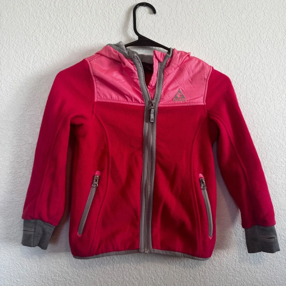 Gerry Fleece Jacket‎ Kids Large 6X Pink Full Zip Hooded Thumbhole